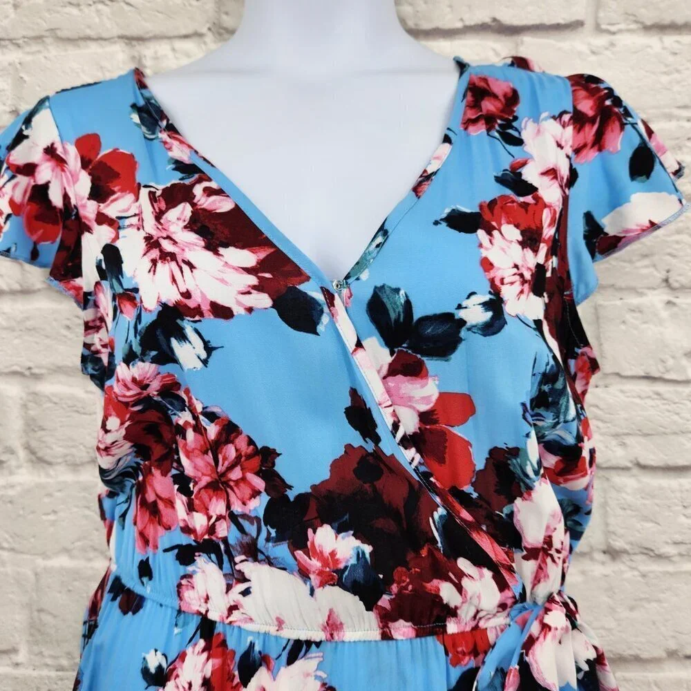 BAND OF GYPSIES Women's Size Large Floral Side Tie Open Back with tie Dress NEW - Picture 3 of 16